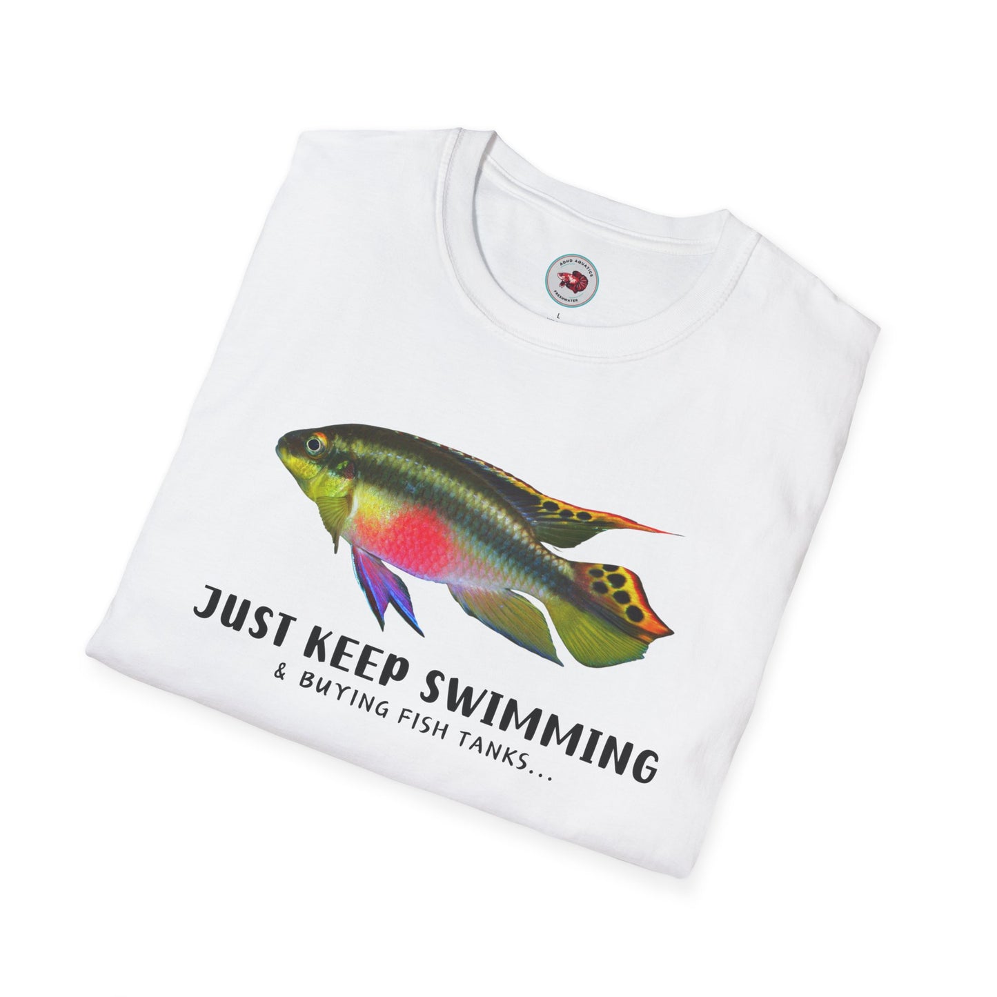 Kribensis Just Keep Swimming Unisex Softstyle T-Shirt by ADHD Aquatics