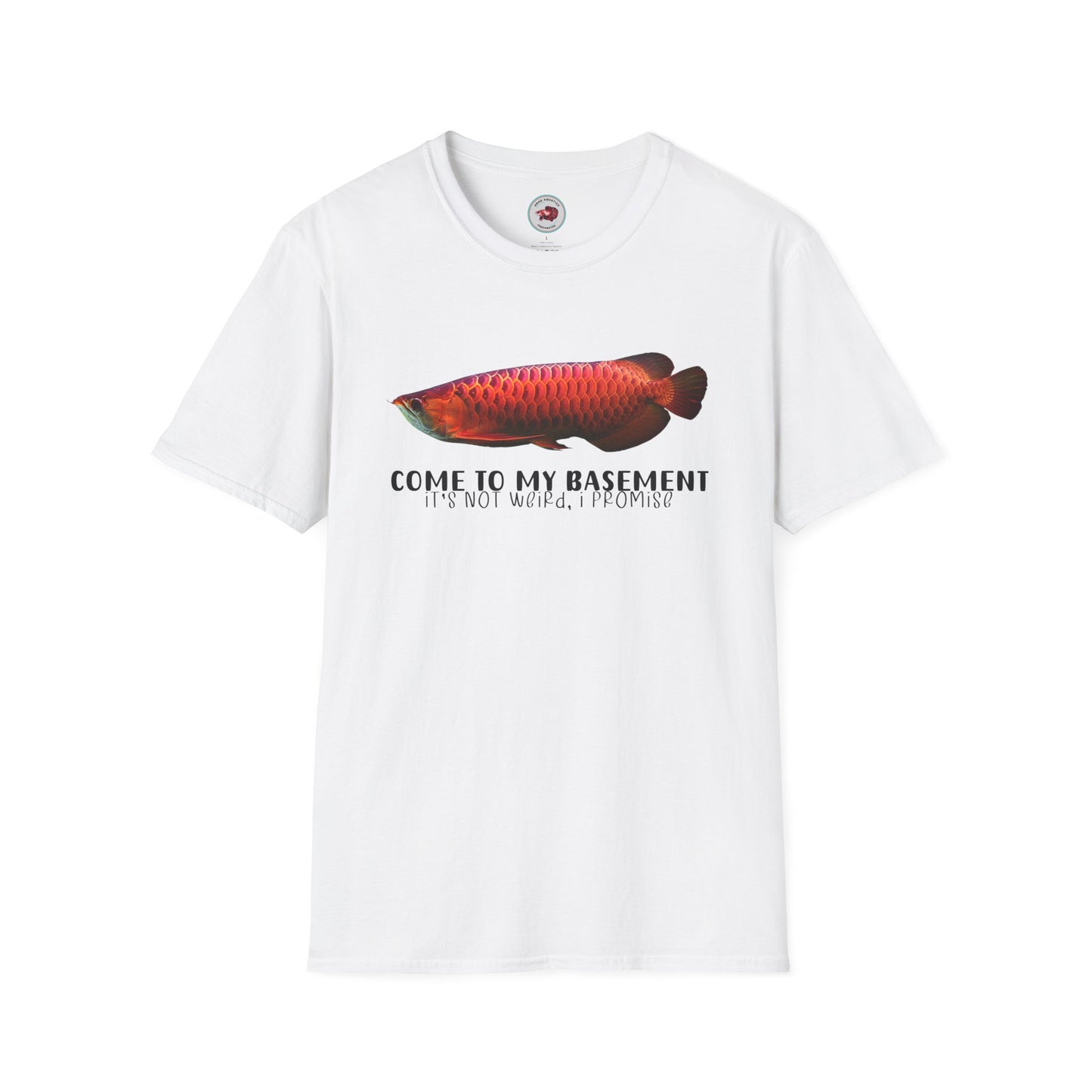 Come To My Basement Arowana Unisex Softstyle T-Shirt by ADHD Aquatics