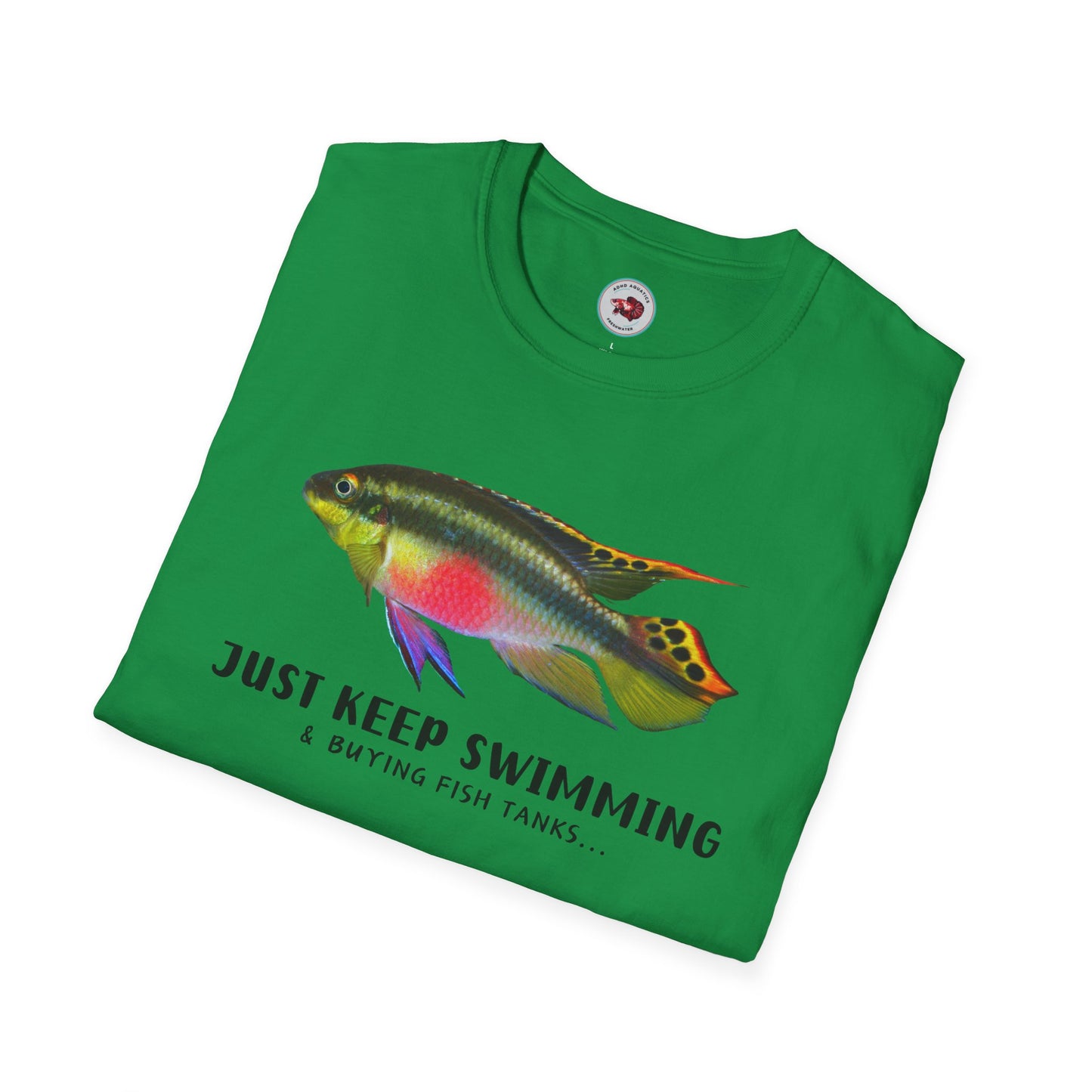 Kribensis Just Keep Swimming Unisex Softstyle T-Shirt by ADHD Aquatics