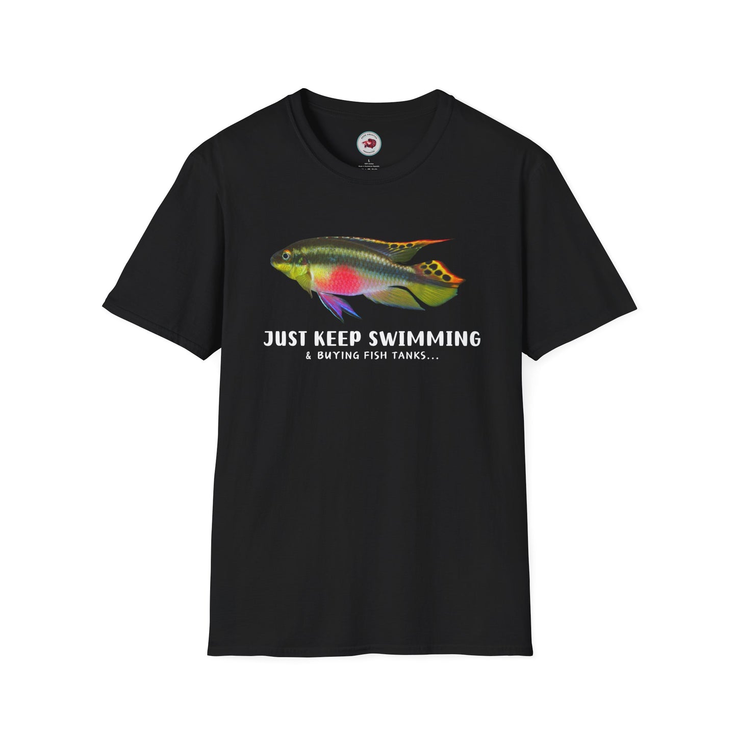 Kribensis Just Keep Swimming Unisex Softstyle T-Shirt by ADHD Aquatics