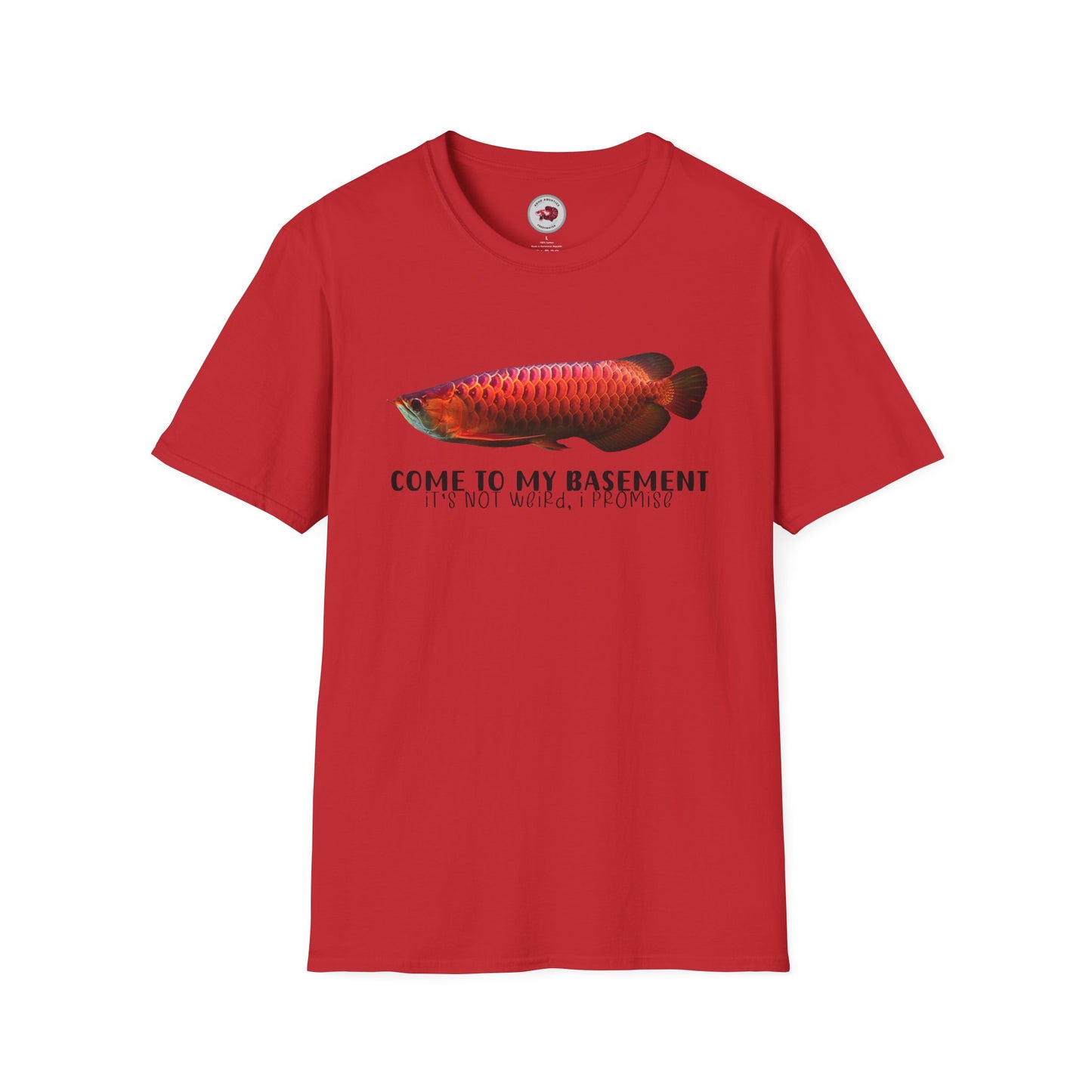 Come To My Basement Arowana Unisex Softstyle T-Shirt by ADHD Aquatics