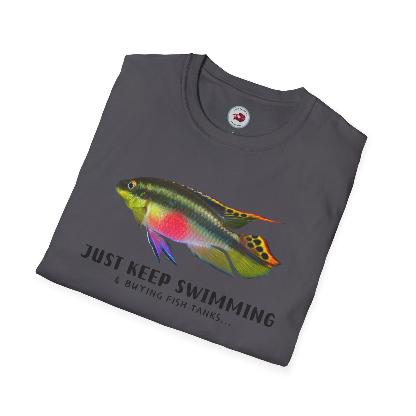 Kribensis Just Keep Swimming Unisex Softstyle T-Shirt by ADHD Aquatics