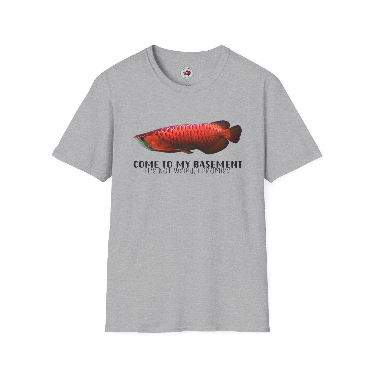 Come To My Basement Arowana Unisex Softstyle T-Shirt by ADHD Aquatics