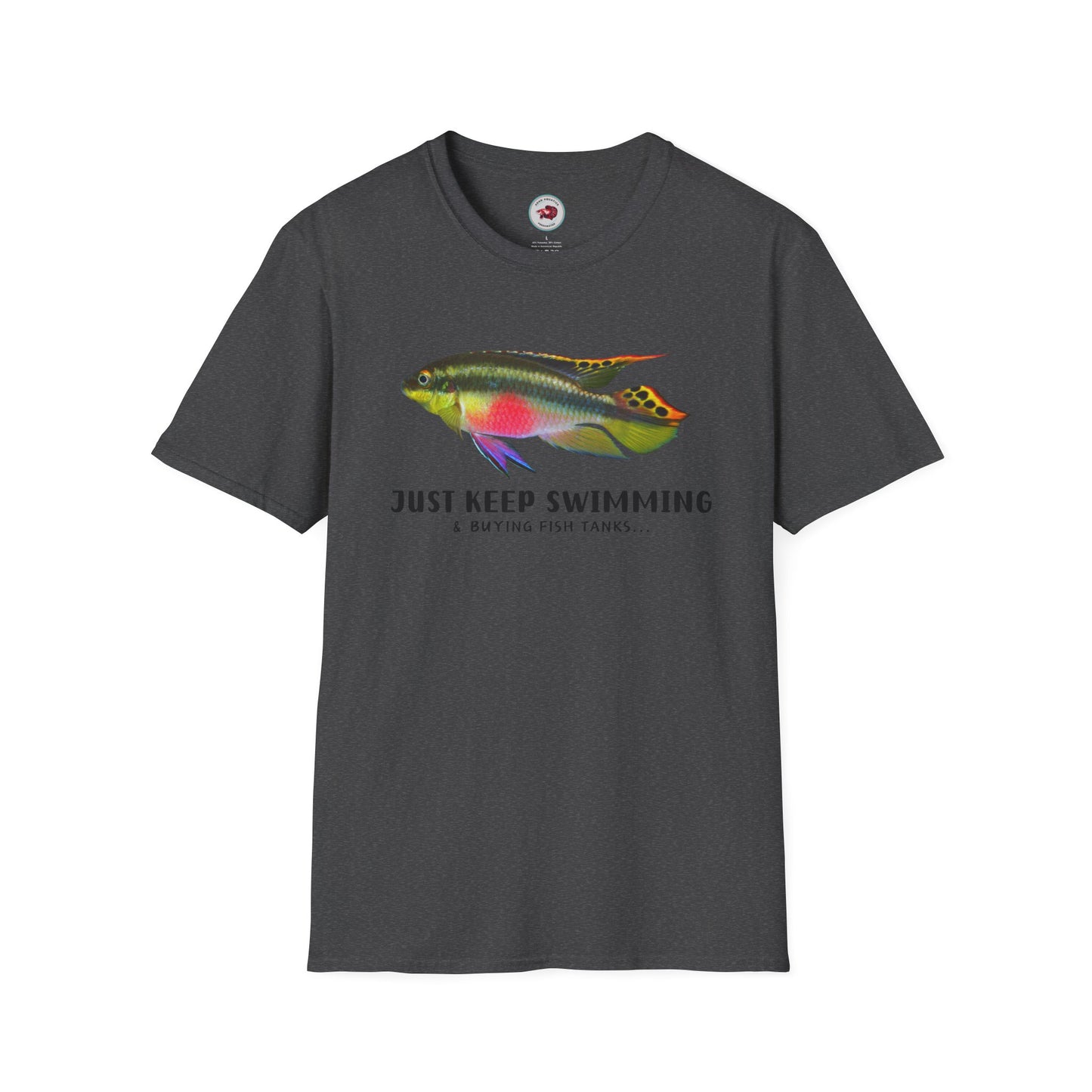 Kribensis Just Keep Swimming Unisex Softstyle T-Shirt by ADHD Aquatics