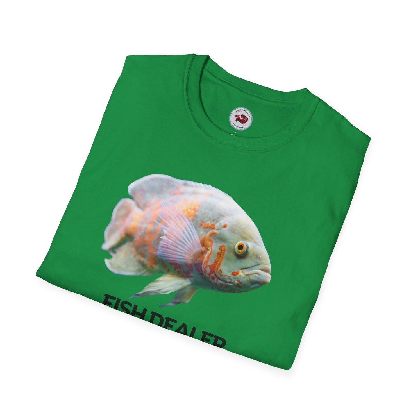 Oscar Cichlid Fish Dealer Unisex Softstyle T-Shirt by ADHD Aquatics