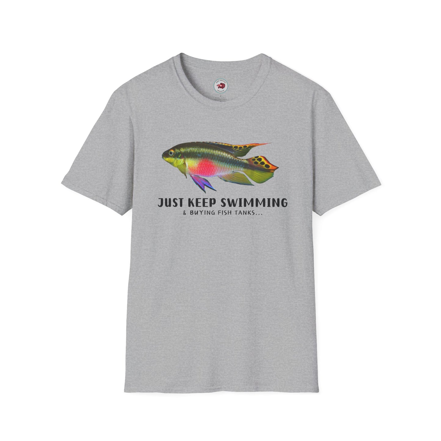 Kribensis Just Keep Swimming Unisex Softstyle T-Shirt by ADHD Aquatics