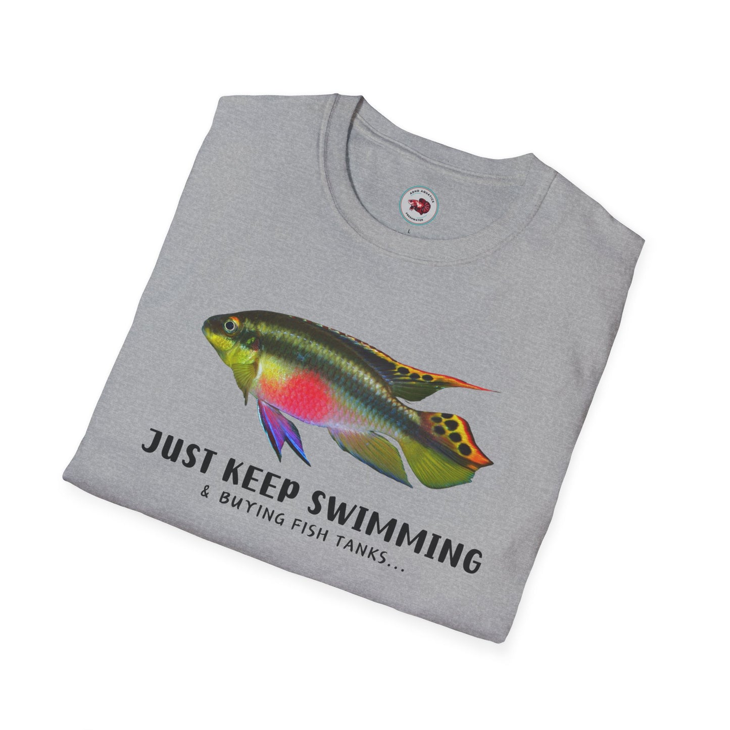 Kribensis Just Keep Swimming Unisex Softstyle T-Shirt by ADHD Aquatics