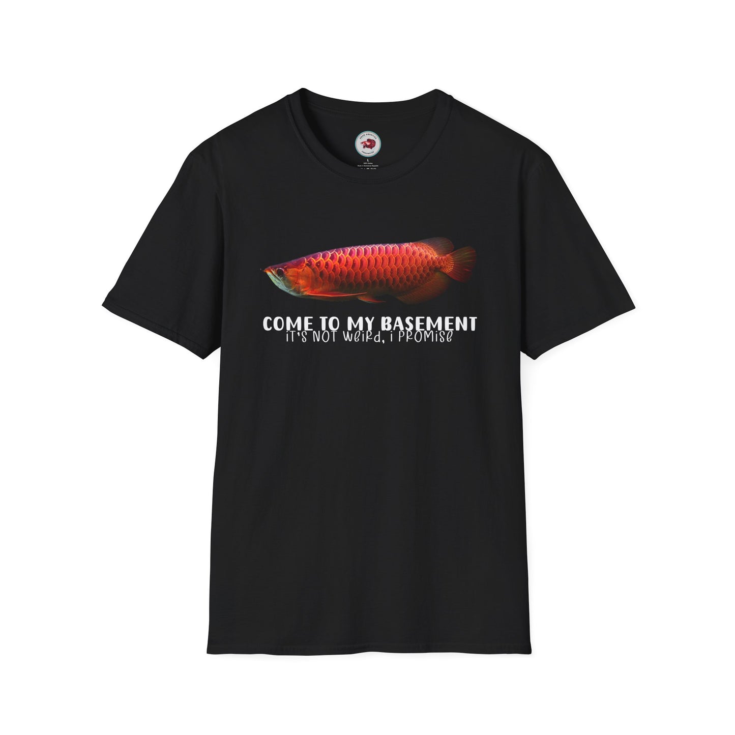 Come To My Basement Arowana Unisex Softstyle T-Shirt by ADHD Aquatics