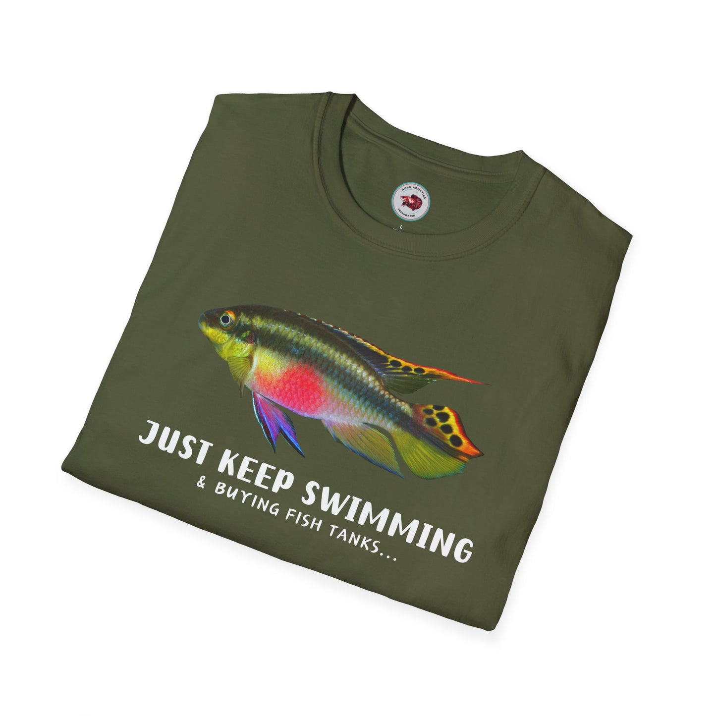 Kribensis Just Keep Swimming Unisex Softstyle T-Shirt by ADHD Aquatics