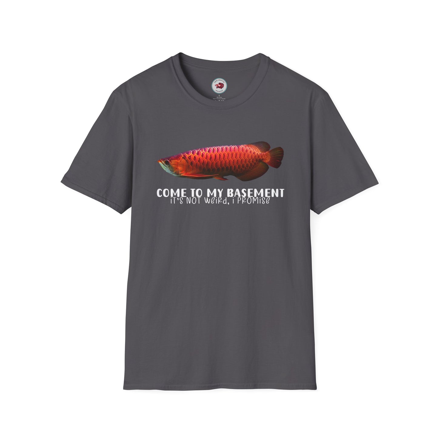 Come To My Basement Arowana Unisex Softstyle T-Shirt by ADHD Aquatics