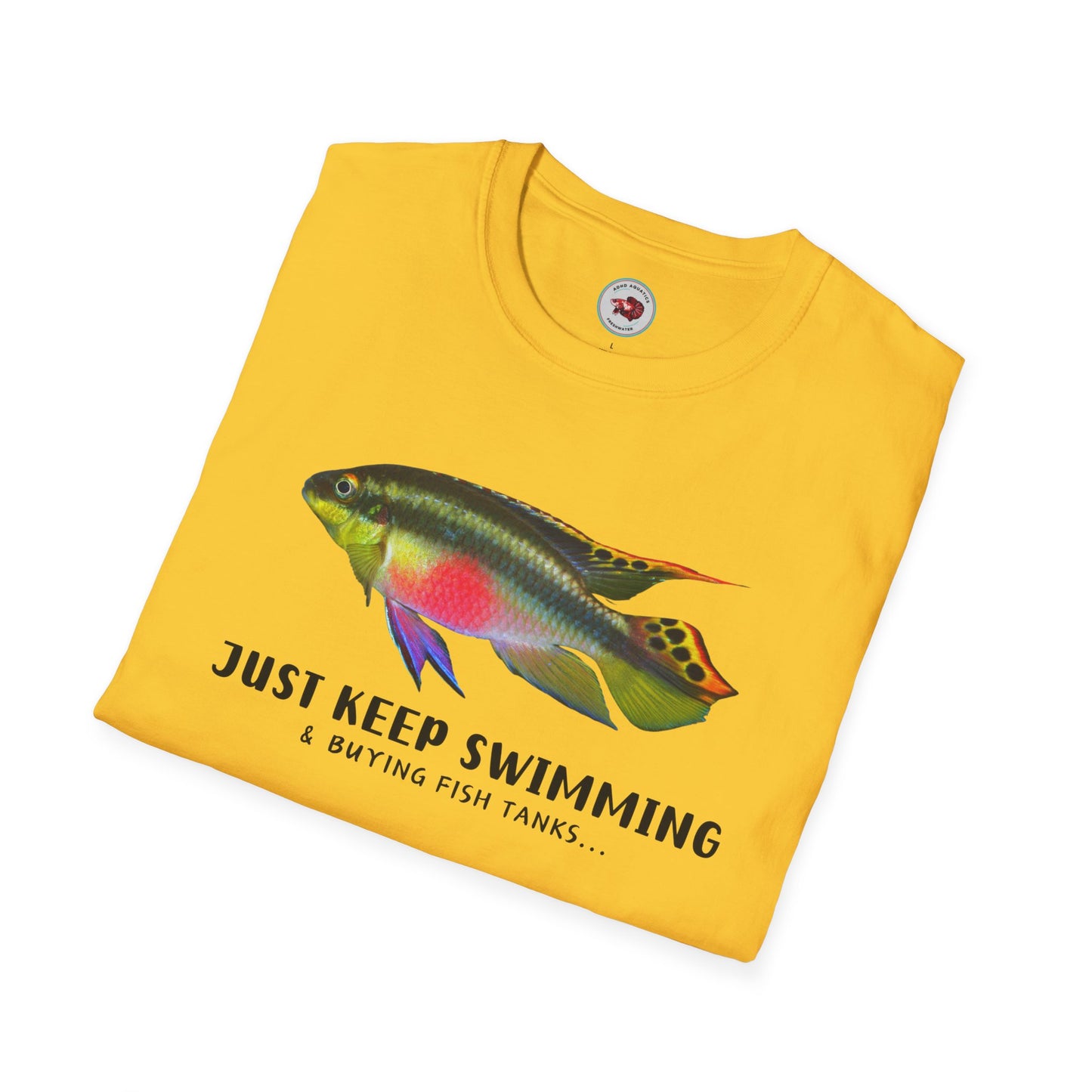 Kribensis Just Keep Swimming Unisex Softstyle T-Shirt by ADHD Aquatics